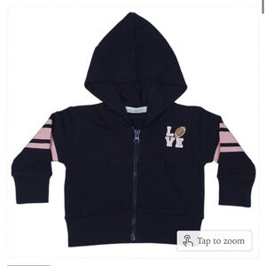 Kids Navy Blue Hoodie with Pink Accents